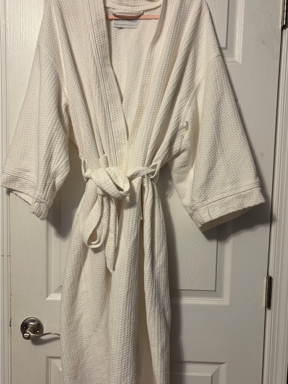 Boca Terry Classic Cream Waffle Robe - Women’s Cozy Wrap- One size fits all-NWOT
